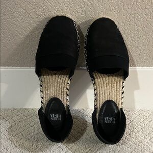 Eileen Fisher Black Espadrille Slip-On Flats